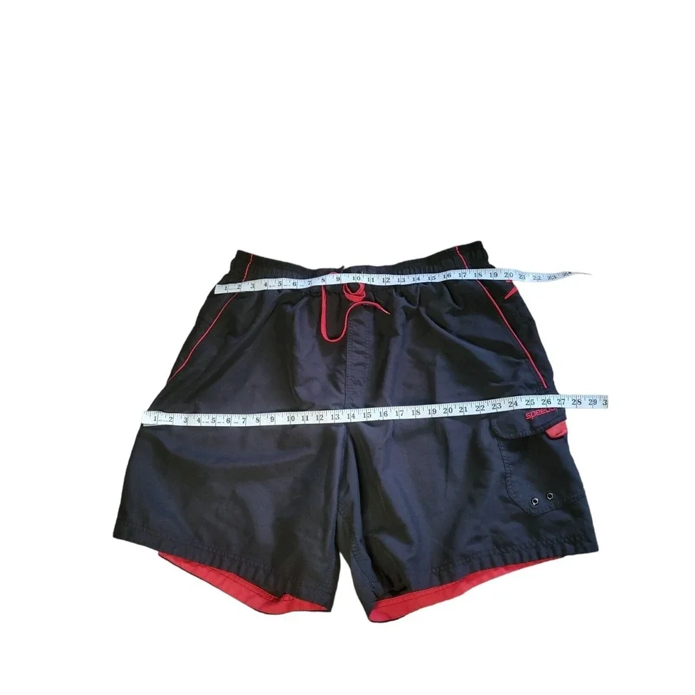 Speedo Swim Shorts Mens Sz XXL Blue Red Drawstring Casual Everyday Board Shorts‎